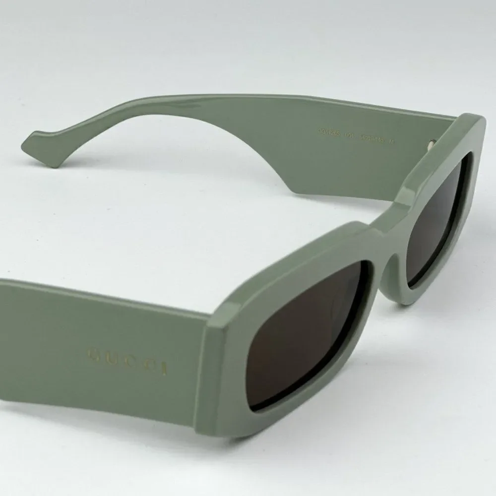 NEW Gucci GG1426S 004 Solid Sage Brown Unisex Rectangle Sunglasses GG 1426S